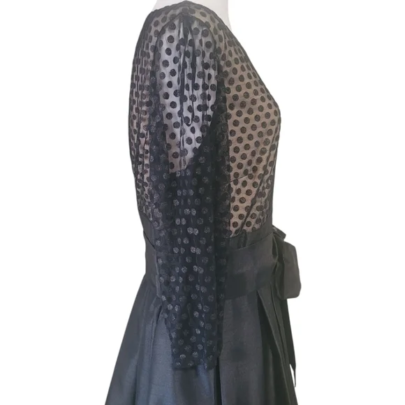 Jessica Howard Chic 3/4 Sleeves Black Polka Dot Mesh Fit & Flare Dress, 16W, NWT - Picture 5 of 11